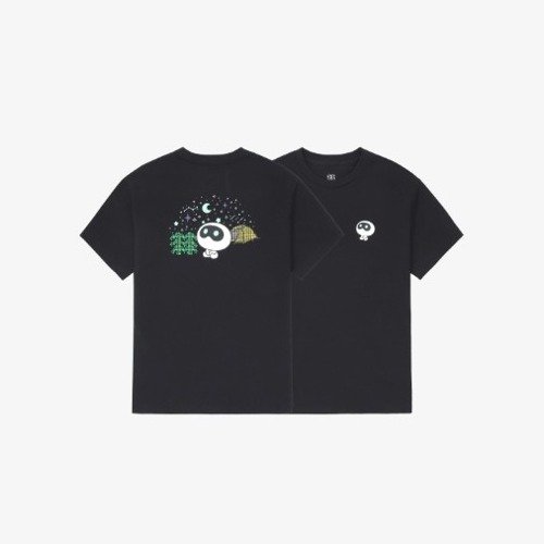 BTS: Wootteo x RJ: Graphic Long Short Sleeve Black T-Shirts-