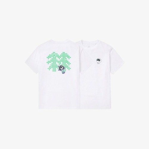 BTS: Wootteo x RJ: Graphic Long Short Sleeve White T-Shirts-