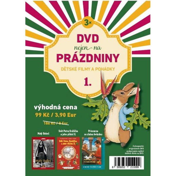 DVD nejen na prázdniny 1 (Malý Bobeš, Princezna se zlatou hvězdou, Svět Petra Králíčka a jeho přátel II)-8595052211099