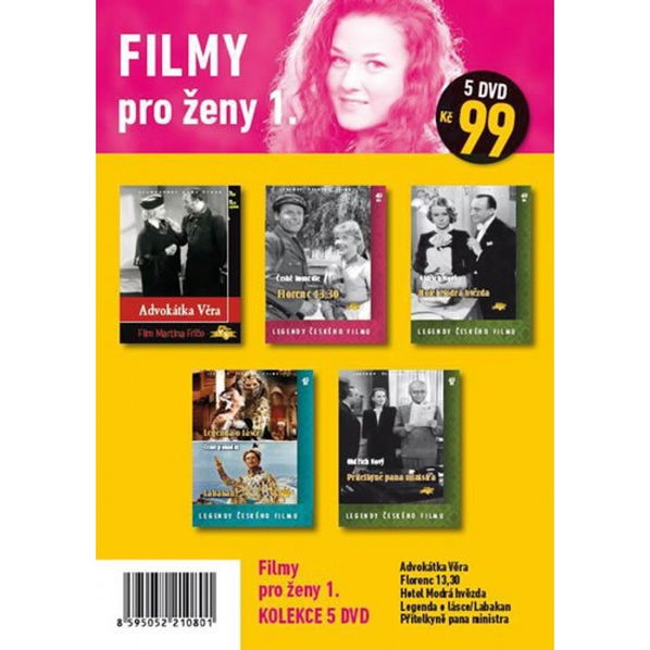 Filmy pro ženy 1. (Advokátka Věra, Florenc 13.30, Hotel Modrá hvězda, Legenda o lásce, Labakan, Přítelkyně pana ministra)-8595052210801